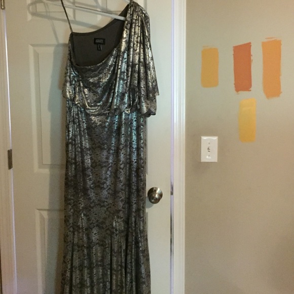 Silver/Gray One Shoulder Evening Gown