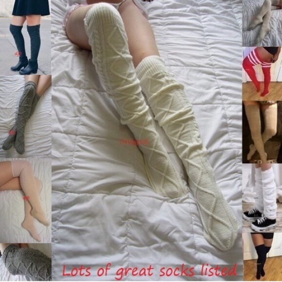 Cable Knit Thigh High Sock Long Boot Over The Knee - Picture 3 of 7