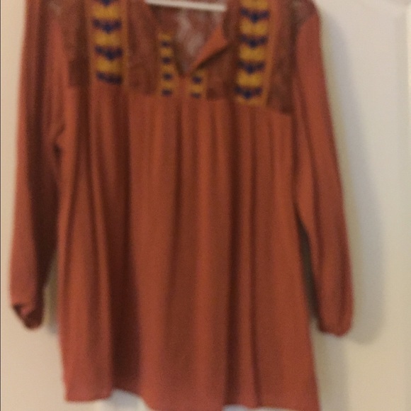 Cute shirt. Burnt orange crinkle cloth cotton