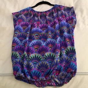 Colorful silk blouse with cut out back