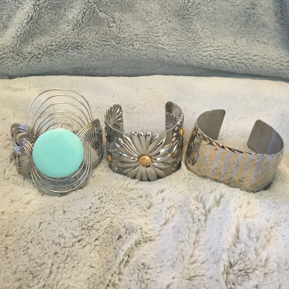 3 beautiful silver cuffs
