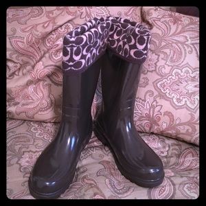 Dark Brown Coach rain Boots