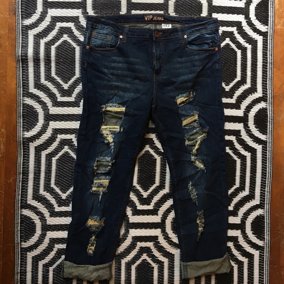 VIP Destructed Fitted Boyfriend Jeans