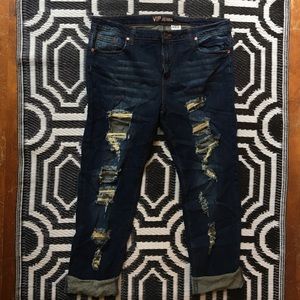 VIP Destructed Fitted Boyfriend Jeans