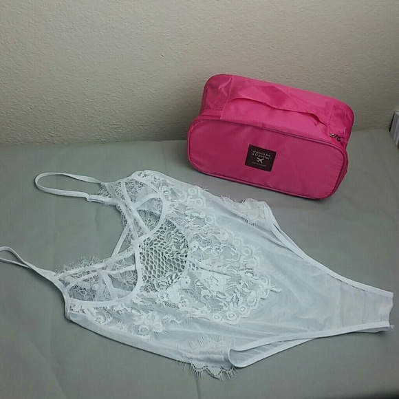 White Lace & mesh bodysuit teddy bridal