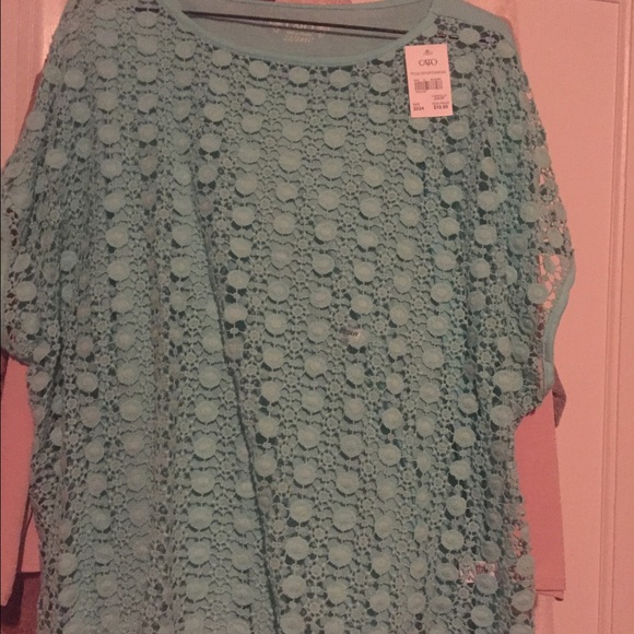 Cato crocheted 22/24 turquoise top