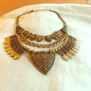 Forever 21 gold Aztec statement necklace