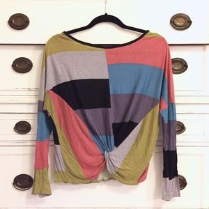 Twist-Front Color Block Tee
