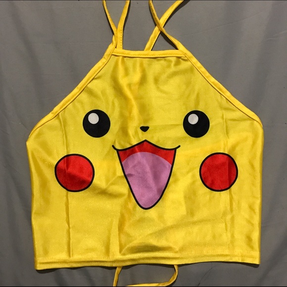 Strappy lace up halter Pokémon pikachu crop top - Picture 2 of 4