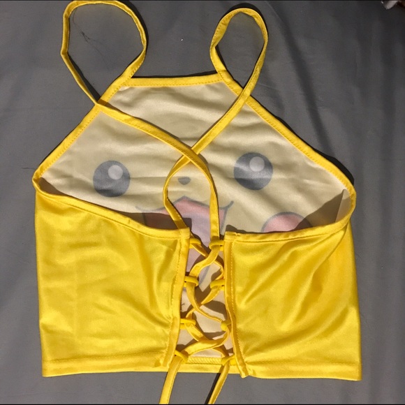 Strappy lace up halter Pokémon pikachu crop top - Picture 3 of 4