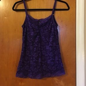 Purple lace stretchy tank top camisole S