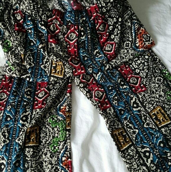 Boho print wide leg/high waisted pants