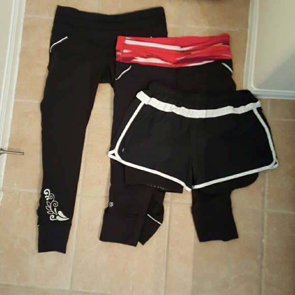 Athleta relay tights crop shorts bundle medium