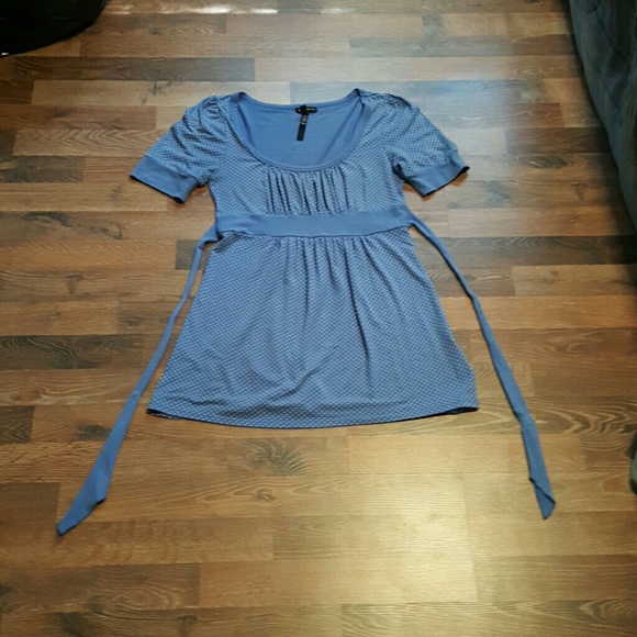 Blue with white polka dot shirt size L