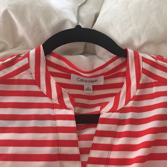 Red and white Calvin Klein tank top