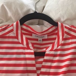 Red and white Calvin Klein tank top