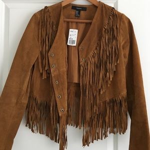 Forever 21 Fringe Jacket Tan