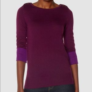 LIMITED contrast color cuff sweater purple