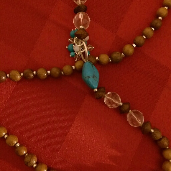 Ann Taylor LOFT Wooden Beads and Stones Necklace