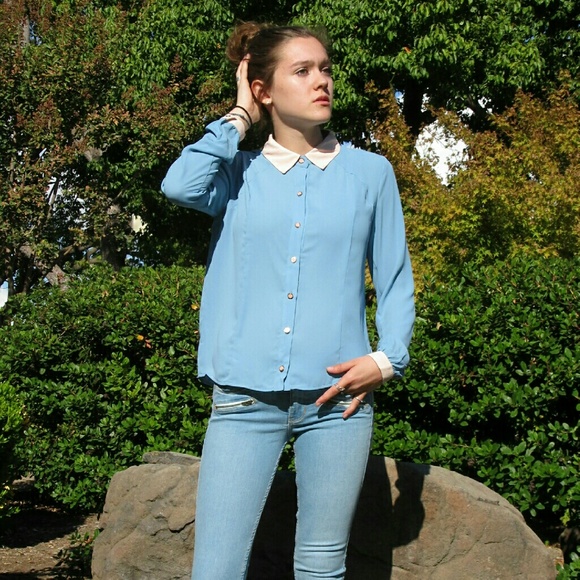 Forever 21 sky blue blouse