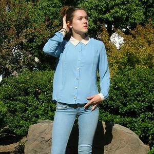 Forever 21 sky blue blouse
