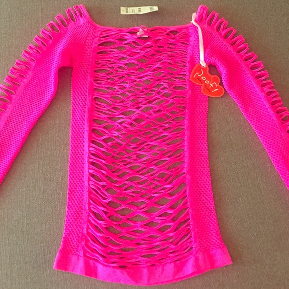 Neon hot pink mesh top