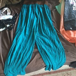 Teal boho palazzo pants
