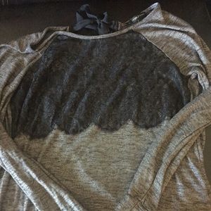 Long sleeve front lace top