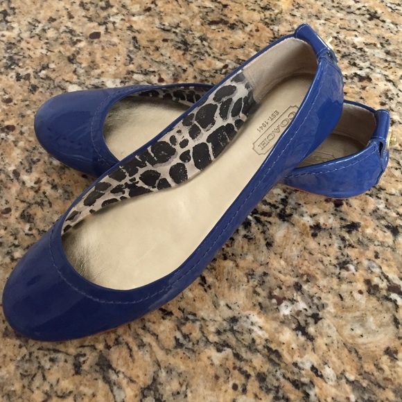 Authentic COACH Patent Cobalt Blue Flats, Size 7