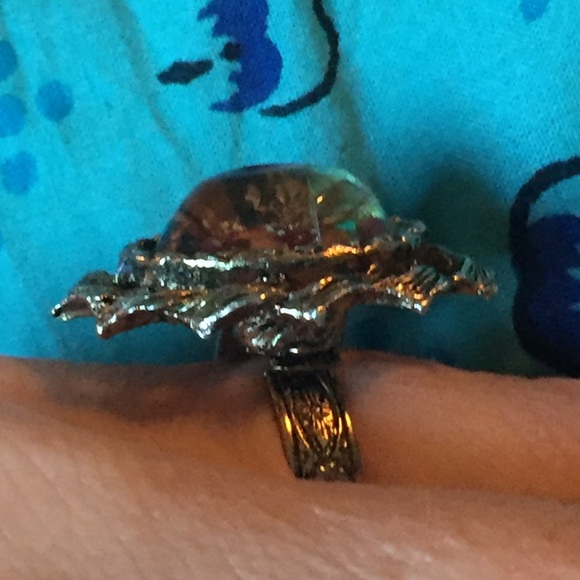 Vintage floral resin antique style ring boho - Picture 3 of 4