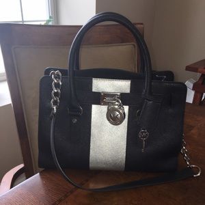 Michael Kors Hamilton Black Metallic Silver Center