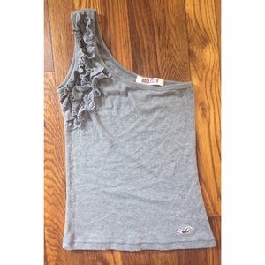 Hollister One Shoulder Gray Top