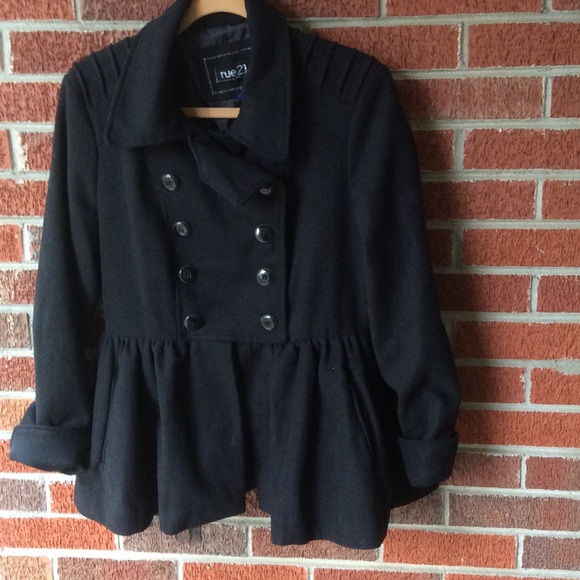 Rue 21 black pea coat Size L