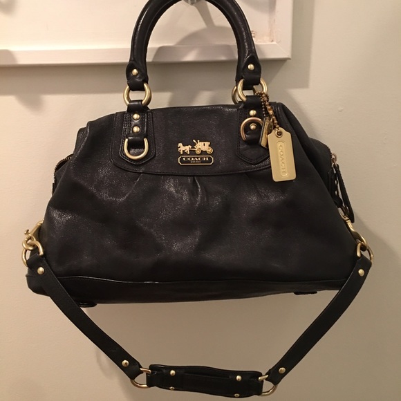 Coach black leather handbag