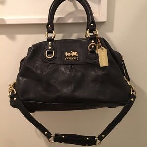 Coach black leather handbag