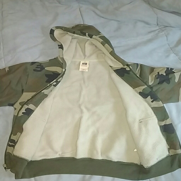 Fleece camo hoodie boys S 6/7 - Picture 3 of 4