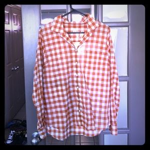 JCrew Orange Plaid Button Up