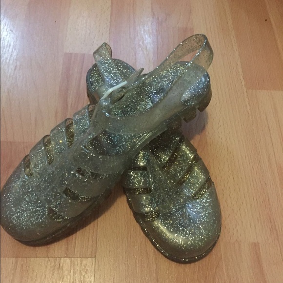 Juju Jellies Clear Glitter Sandal Shoe Unif JC - Picture 2 of 2