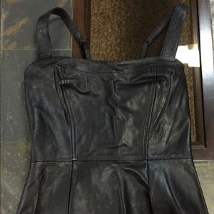 Black leather XXS BEBE sexy bustier top.