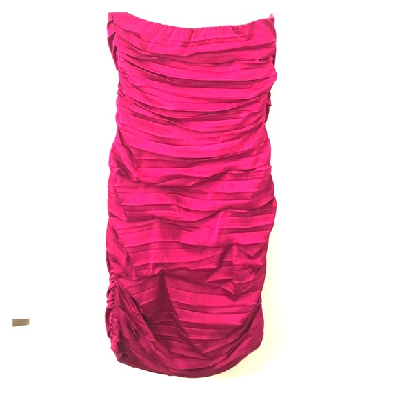 Express magenta ruched strapless cocktail dress!