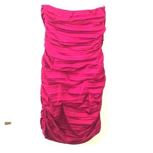 Express magenta ruched strapless cocktail dress!
