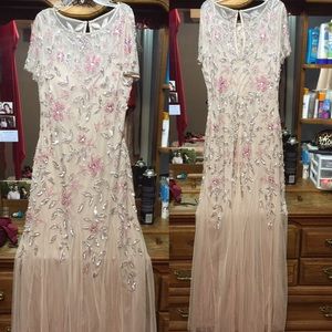 Adrianna Papell beaded/sequin blush pink formal