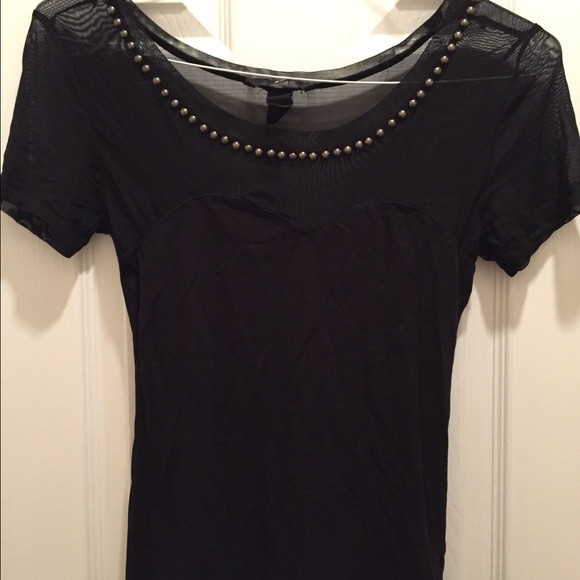 Sheer embellished sweetheart h&m shirt