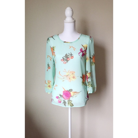 Tops - Floral Chiffon Blouse
