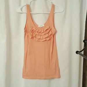 Coral ruffle tank