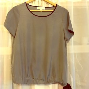 Michael Kors Women's Tie Hem Solid Grey Blouse Med