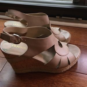 Franco Sarto beige wedges