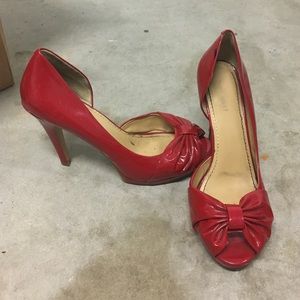 Fire engine red Nine West Pumps