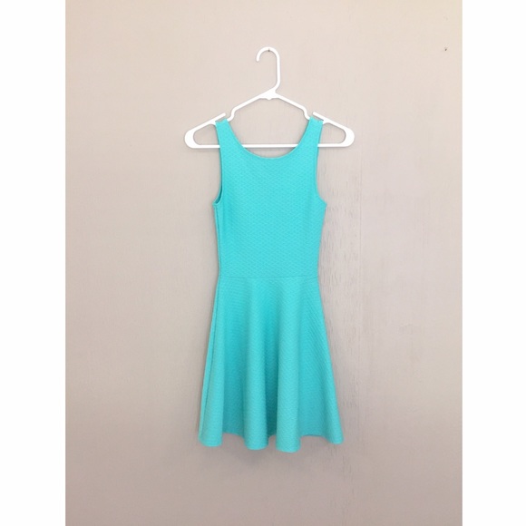 Textured V-back Fit and Flare Dress