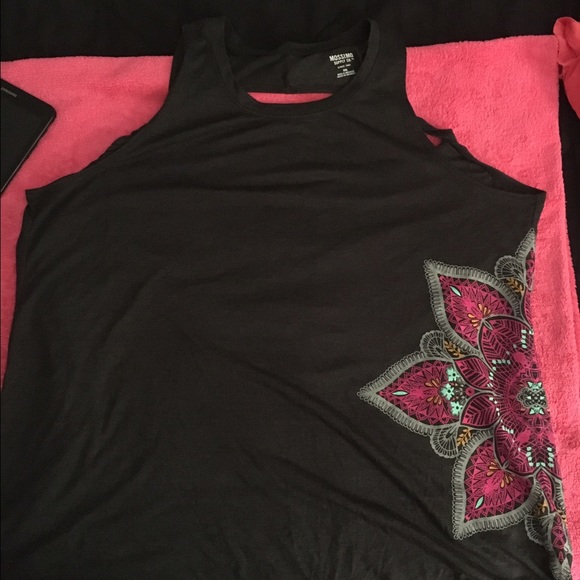 dark gray tank top with cut out back